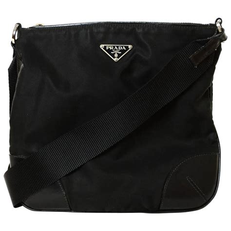 vintage black leather prada messenger bag|prada purses for sale.